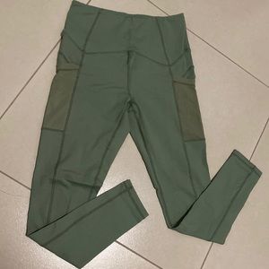 High-waisted, Full Length Green Legging